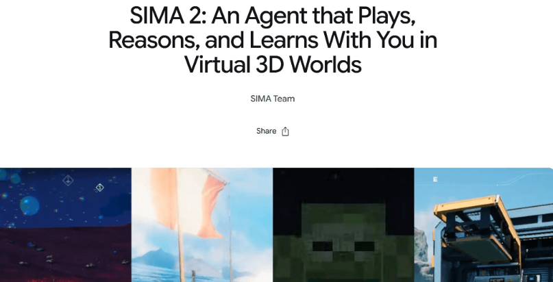 SIMA 2 – 谷歌DeepMind推出的最新一代AI智能体，响应时间压缩到200毫秒以内