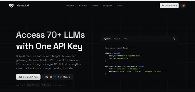 MegaLLM – AI模型API聚合平台，一个API访问多个主流模型