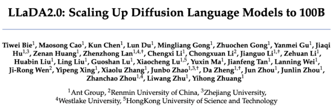 LLaDA 2.0 – 蚂蚁集团开源的离散扩散大语言模型，比同级自回归模型快 2.1 倍