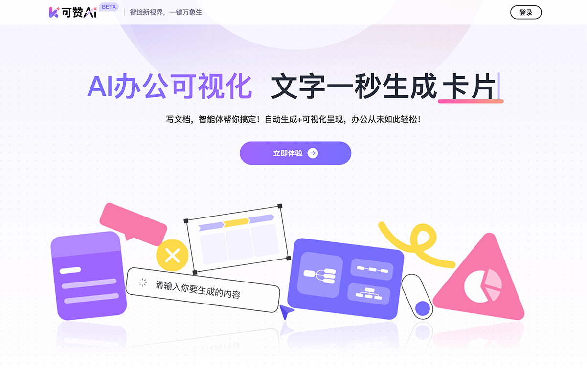 可赞AI一办公可视化工具，支持文字一秒生成图表